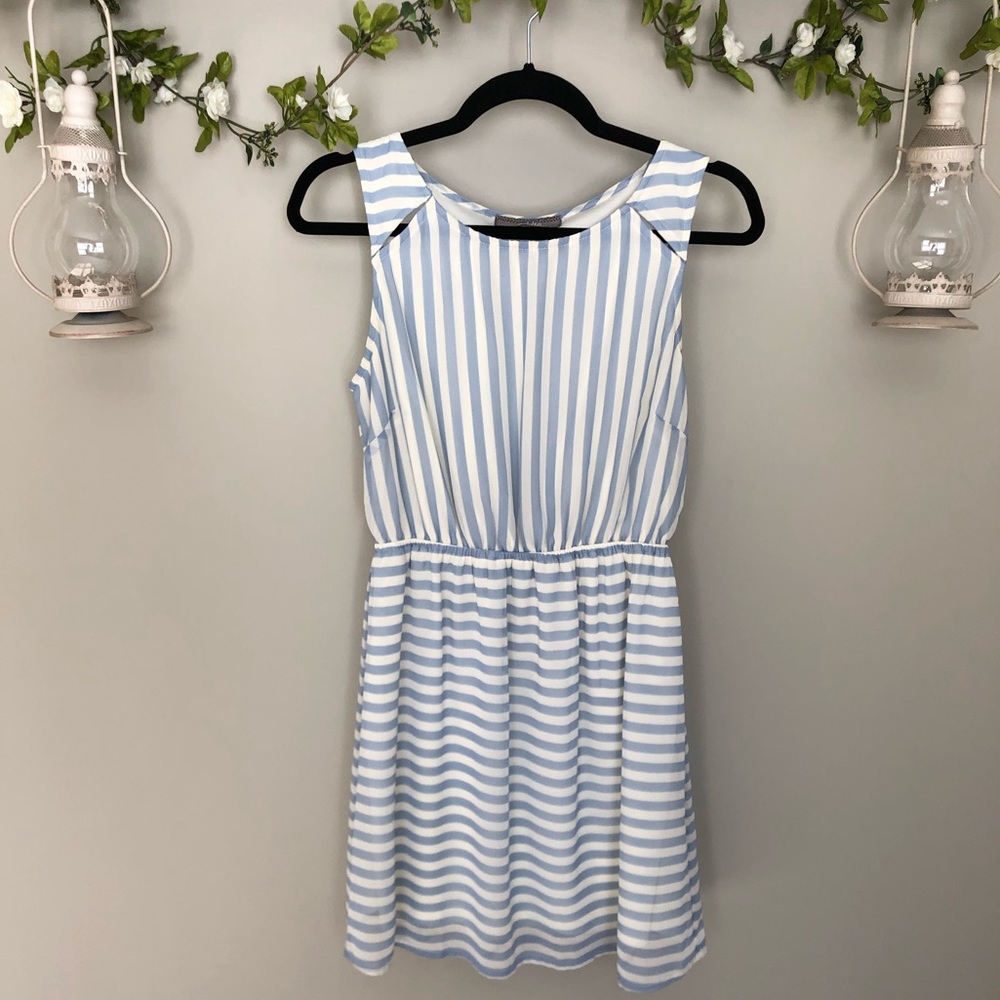 Light Blue and White Striped Dress